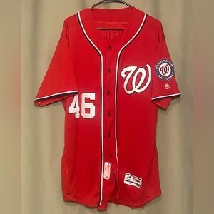 2016 Washington Nationals Perez #46  Majestic Game Issue Baseball Jersey Mens 50